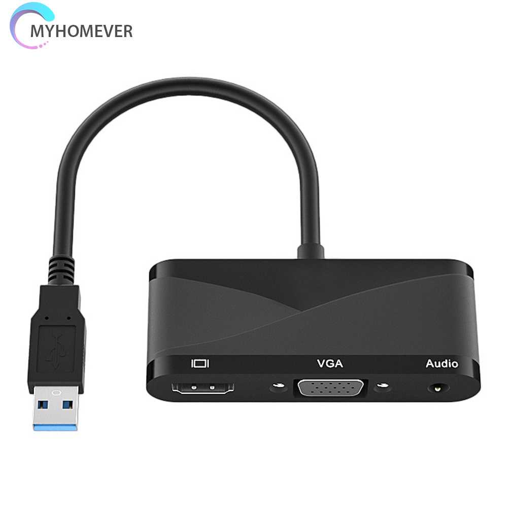 Bộ ChuyểN ĐổI Âm Thanh 3 Trong 1 1080P HD USB 3.0 Sang VGA HDMI-compatible 3.5