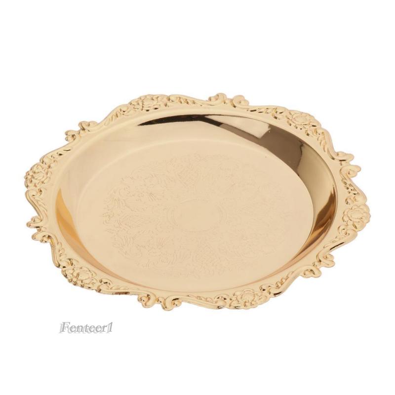 [Fenteer1] Đĩa Tròn Kim Loại Vàng 4 &quot;/ 6&quot; 10cm Phục Vụ Tráng Miệng