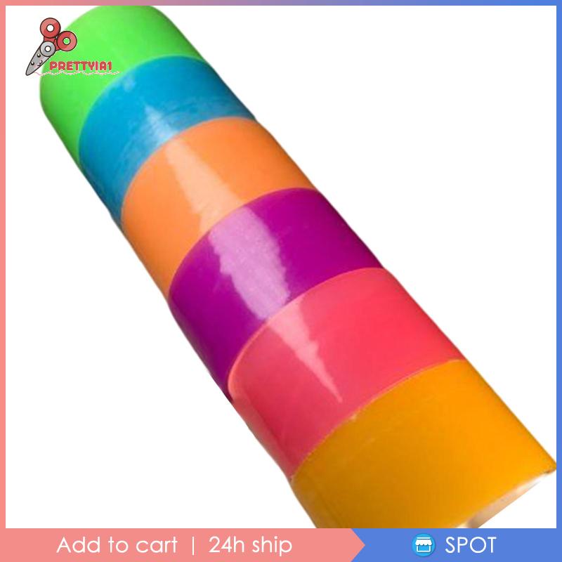 [Prettyia1] 6 Cuộn Băng Dính Bóng Nhiều Màu Sắc Phát Sáng Vui Nhộn