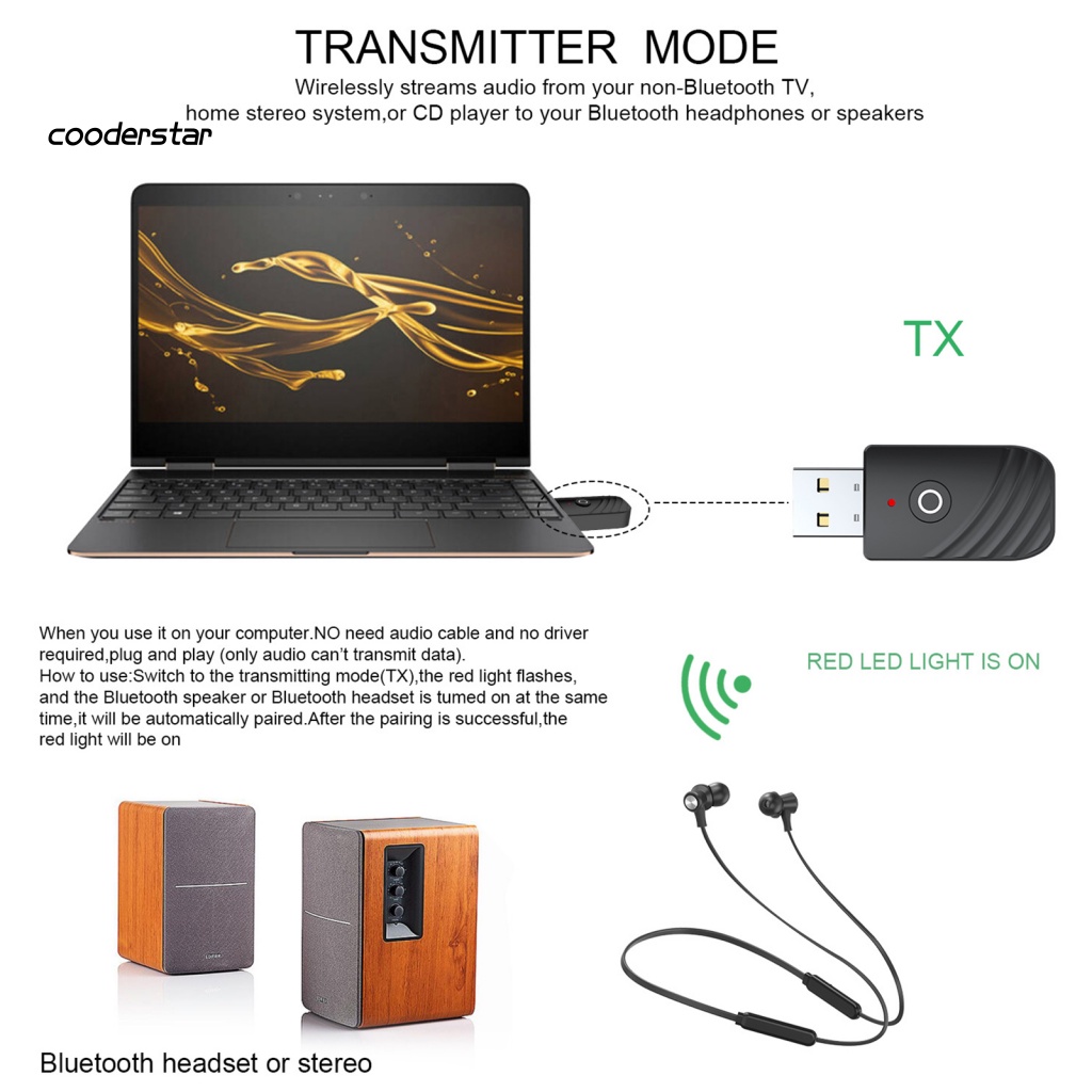 Bộ Truyền Tín Hiệu Âm Thanh Bluetooth 5.0 3 Trong 1 Cho TV Xe Hơi