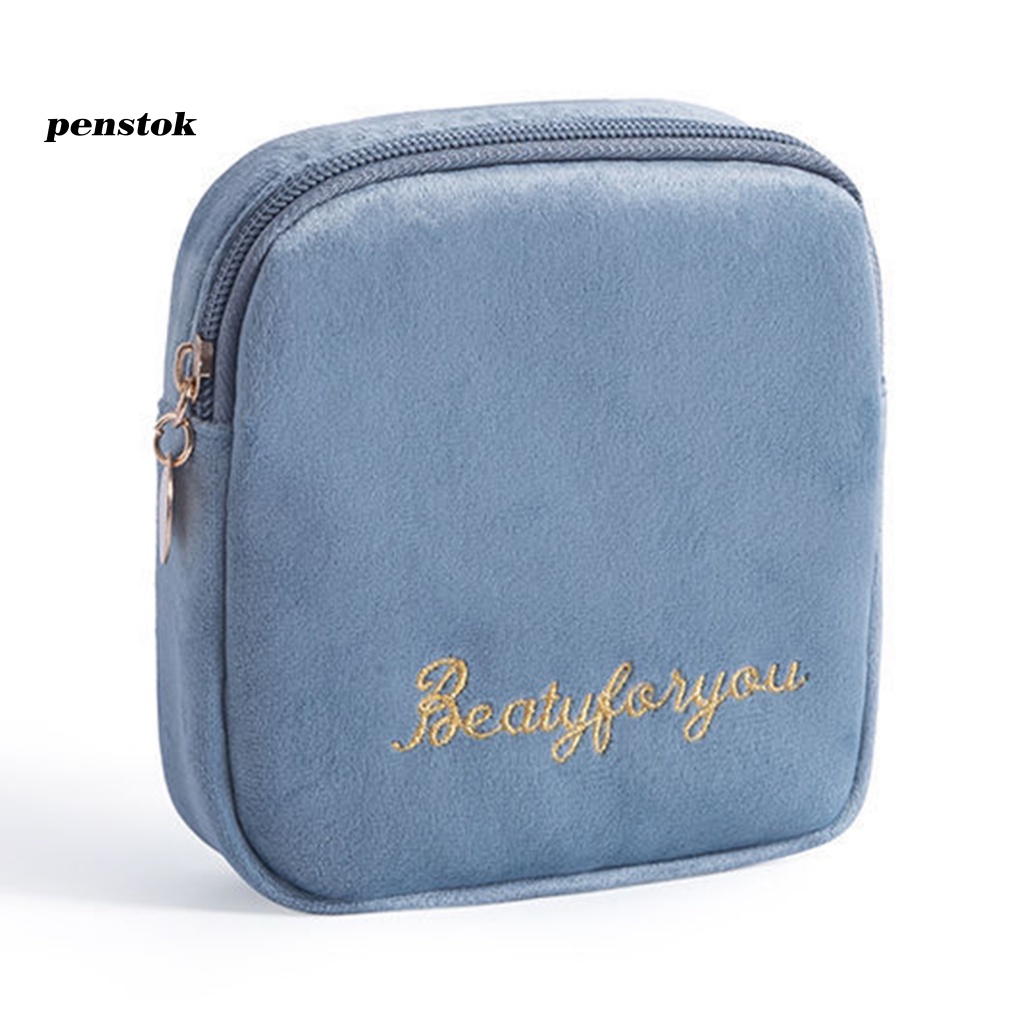 Túi Đựng Băng Vệ Sinh Bằng Vải Nhung Đa Năng In Chữ Dành Cho Nữ