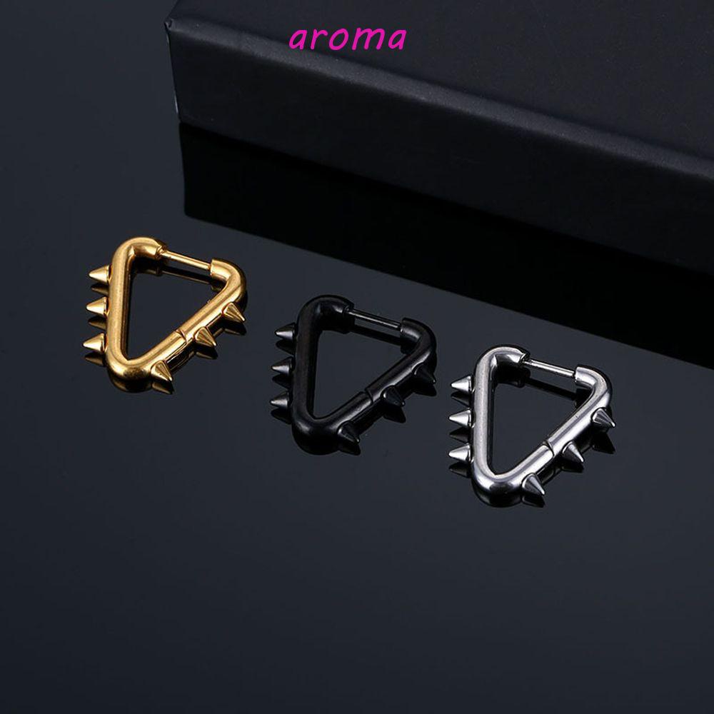 Bông Tai Hình Tam Giác Bằng Thép Titan Phong Cách Punk Thời Trang Cho Nam