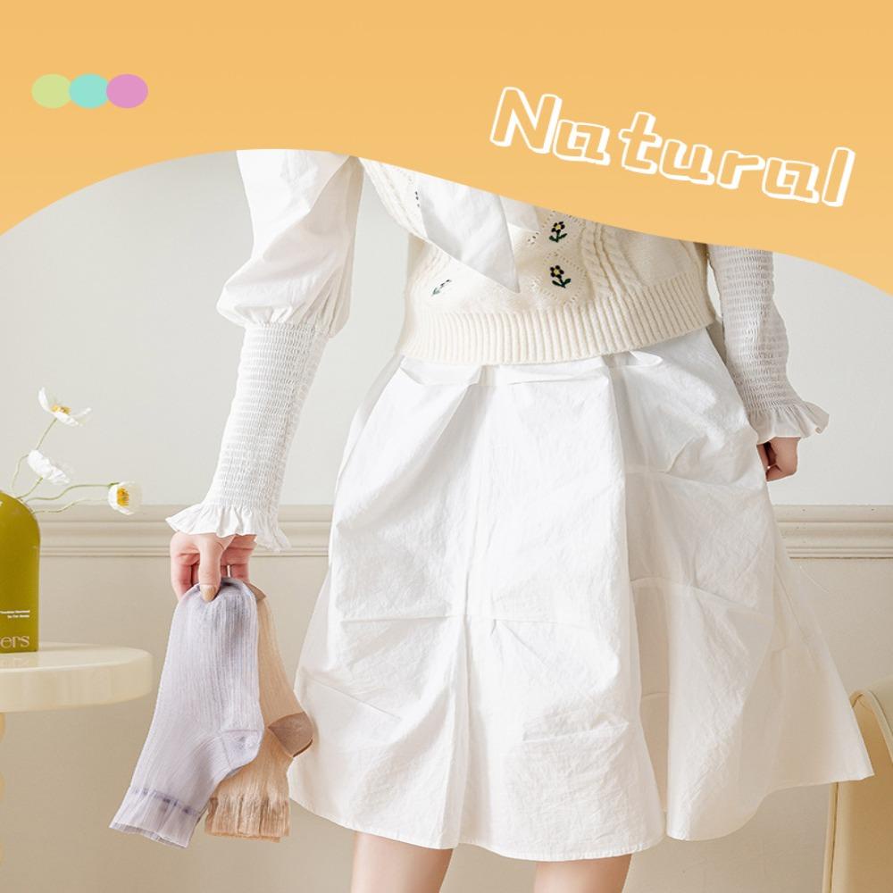 NIUYOU Set 5 Đôi Vớ Trong Suốt Phối Ren Nhẹ Nhàng Thời Trang Mùa Hè Cho Nữ