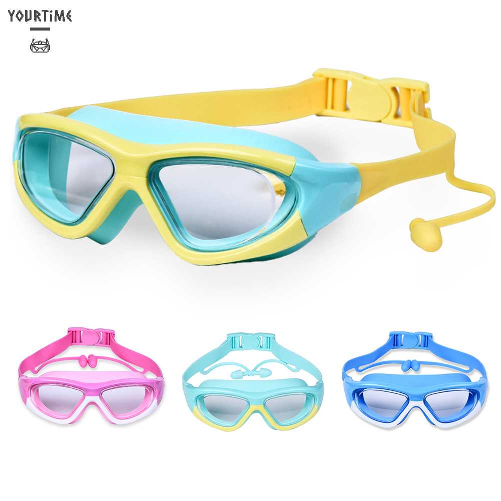 Kính Bơi Chống Sương Mù Kèm Nút Bịt Tai Mềm Mại Chuyên Dụng Cho Bé