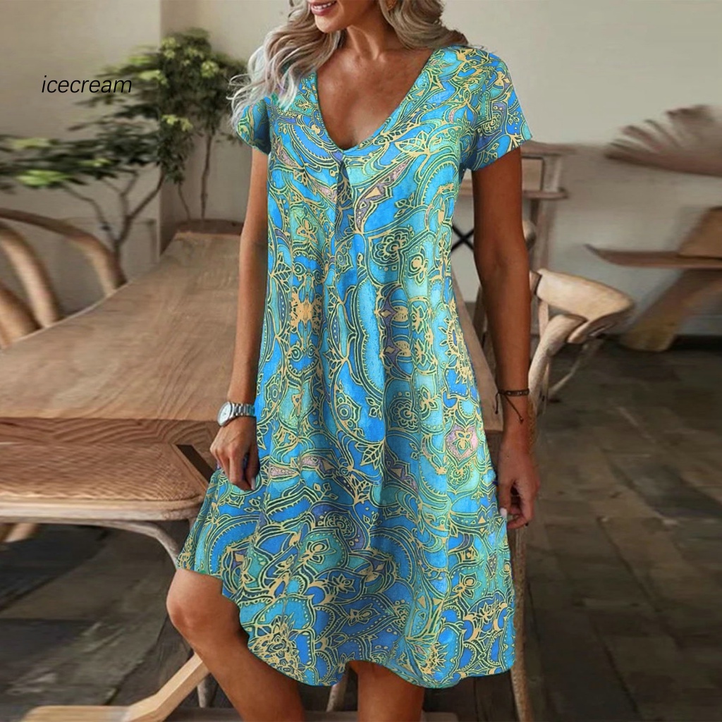 Icecream12.mx Váy Mùa Hè Tay Ngắn