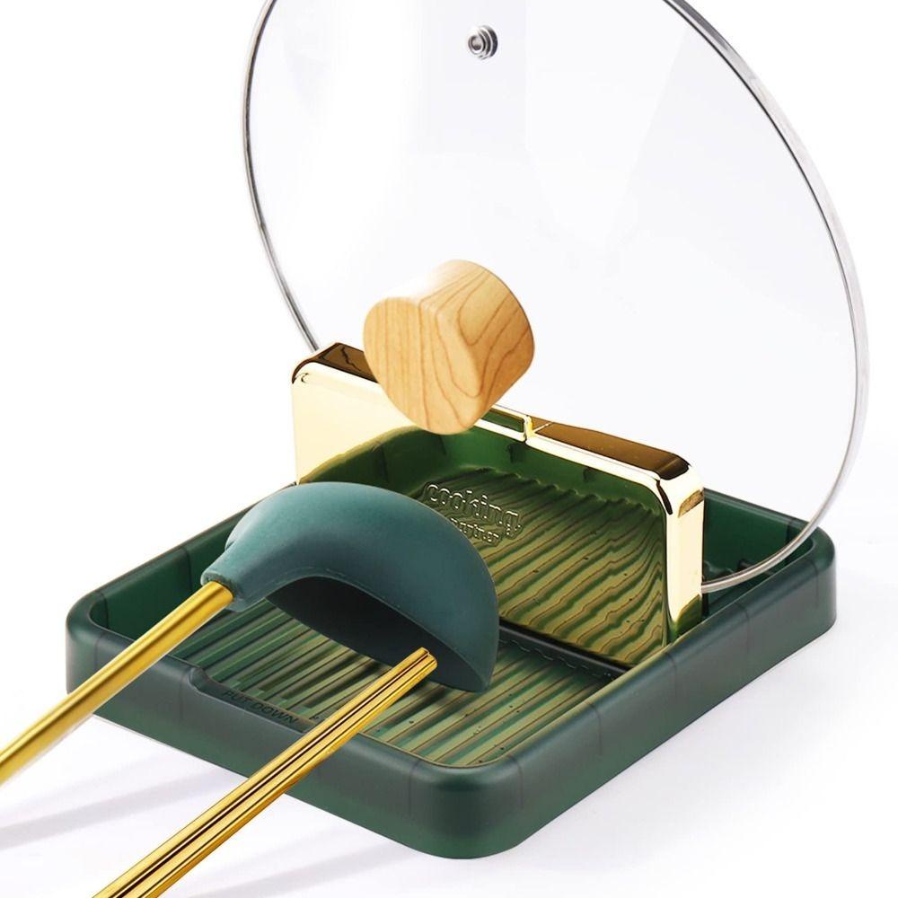 CONOPERYSet 2 Giá Đỡ Nắp Nồi Bằng ABS Hình Vuông Màu Xanh Lá Và Trắng