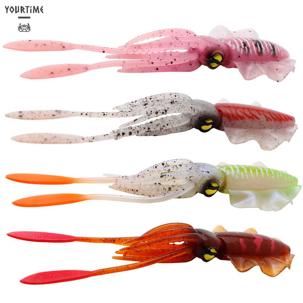 Mồi Câu Cá Giả Hình Bạch Tuộc 3D Phát Sáng 15cm Mềm