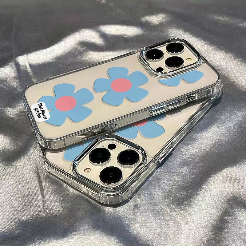 ✅Ốp Điện Thoại Mềm Chống Sốc Họa Tiết Hoa Màu Xanh Dương Cho Iphone 7 11I 12 14pro8max 13 P8MM