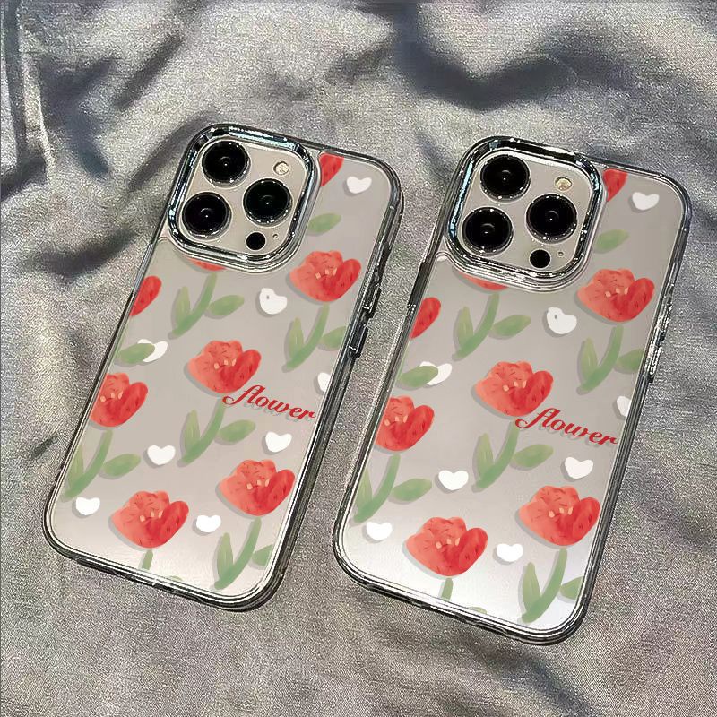 ✅Ốp Điện Thoại Mềm Chống Sốc Họa Tiết Hoa Tulip Cho Iphone 12 8 7 Max Xs Plus 13 14pro 11