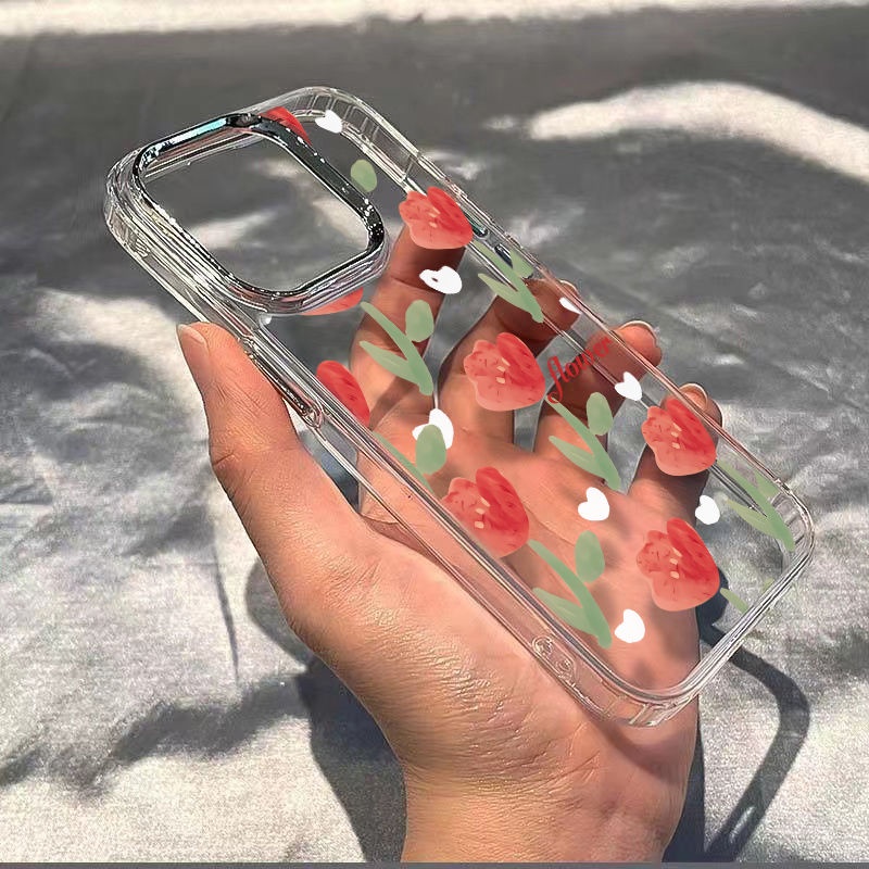 ✅Ốp Điện Thoại Mềm Chống Sốc Họa Tiết Hoa Tulip Cho Iphone 12 8 7 Max Xs Plus 13 14pro 11