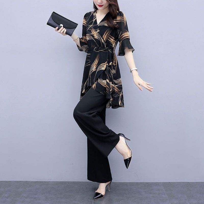 Bộ Áo Voan Dáng Rộng + Quần Ống Rộng Thời Trang Mùa Hè 2023 Mới Mẻ Cho Nữ