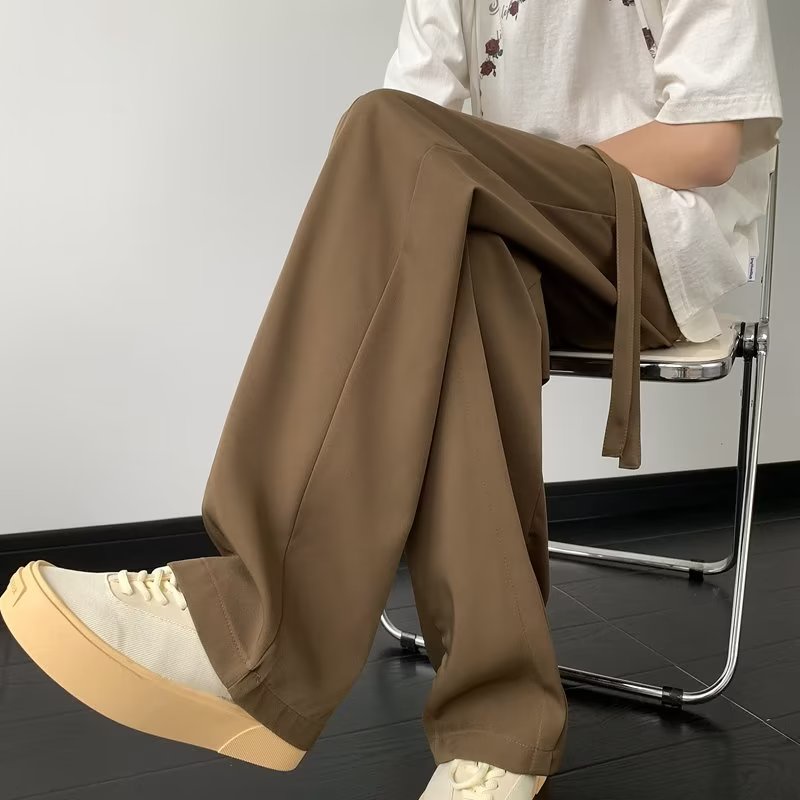 Quần ống rộng Bằng Lụa Lạnh Mỏng Nhẹ Màu Sắc Đơn Giản Thời Trang Mùa Hè Dành Cho Nam