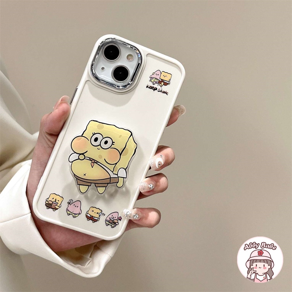 Ốp Điện Thoại TPU Dẻo Họa Tiết Hoạt Hình Spongebob Có Giá Đỡ Bảo Vệ Camera Cho IPhone 14 Pro Max 11 12 Pro Max