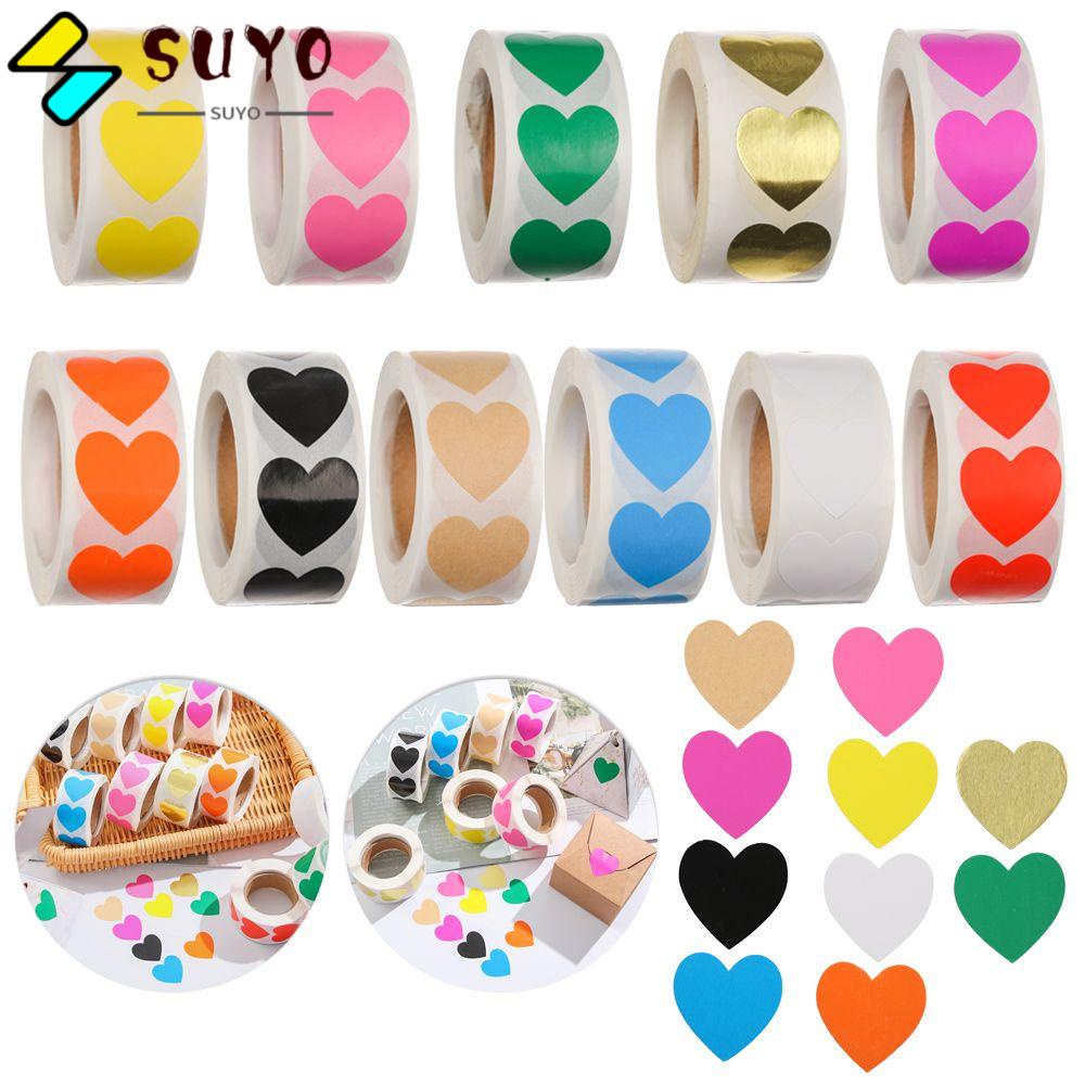 SUYO 500 Nhãn Dán Trang Trí Hộp Quà Hình Trái Tim