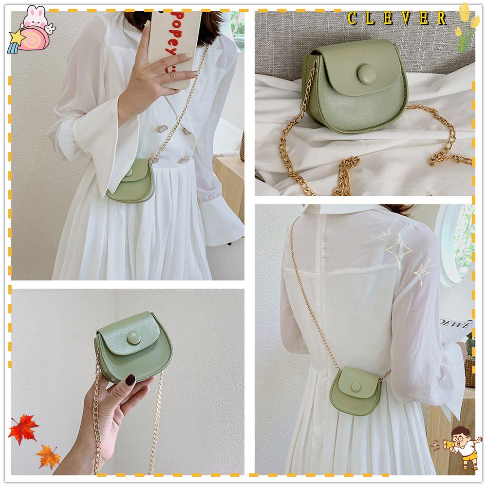 Túi Đeo Chéo Tròn Màu Trơn Phong Cách Hàn Quốc