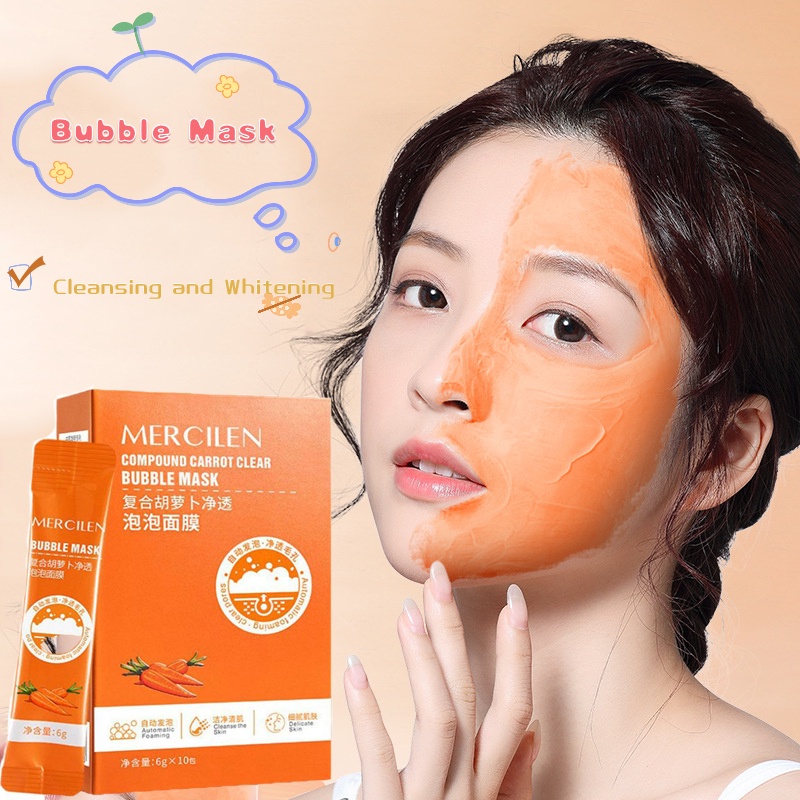 Bộ 10 Mặt Nạ Tạo Bọt Làm Sạch Sâu / Làm Trắng Da / Loại Bỏ Mụn Đầu Đen / Túi Đựng Tiện Dụng