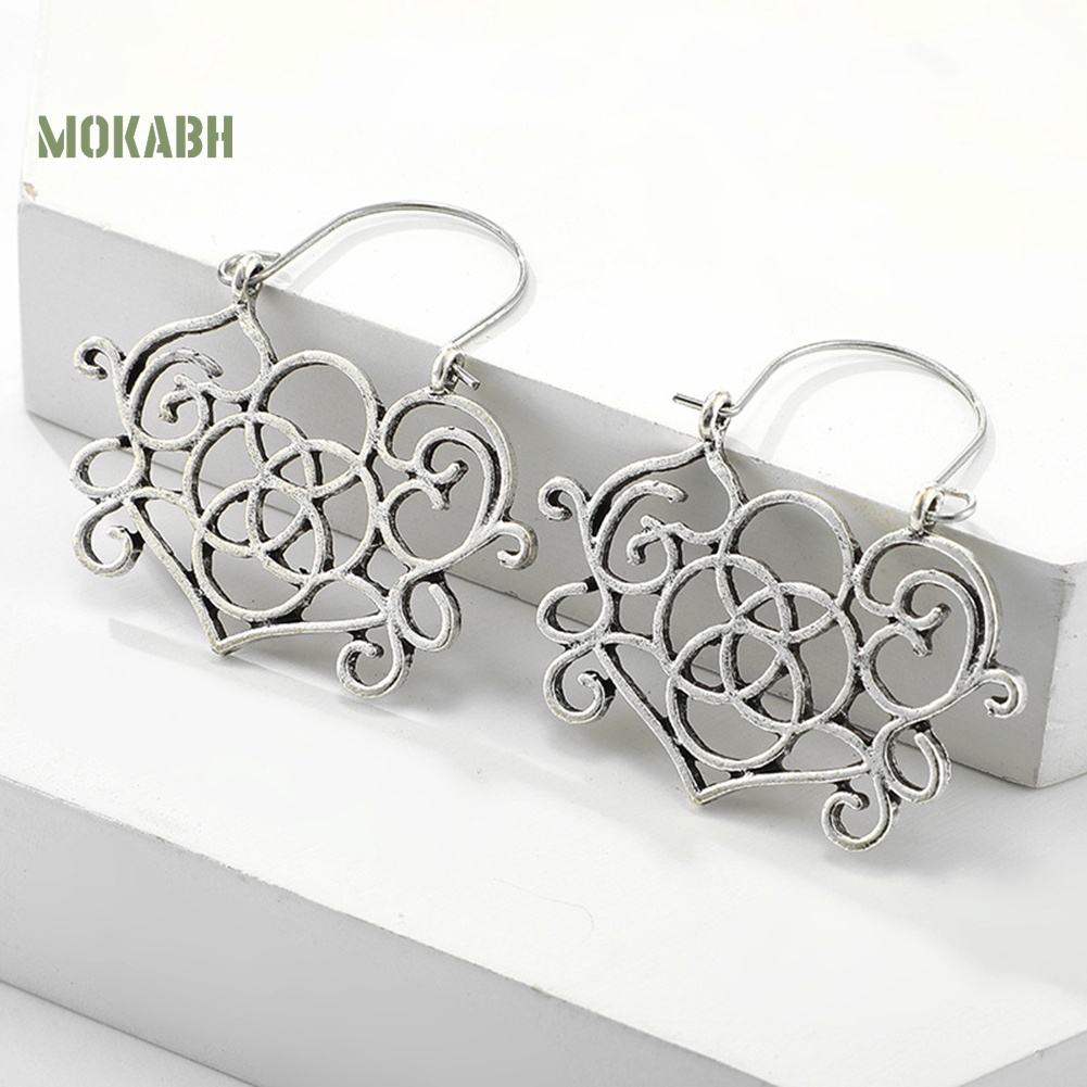 Khuyên Tai Dạng Vòng Rỗng Khắc Họa Tiết Hình Học Phong Cách Boho Cho Nữ