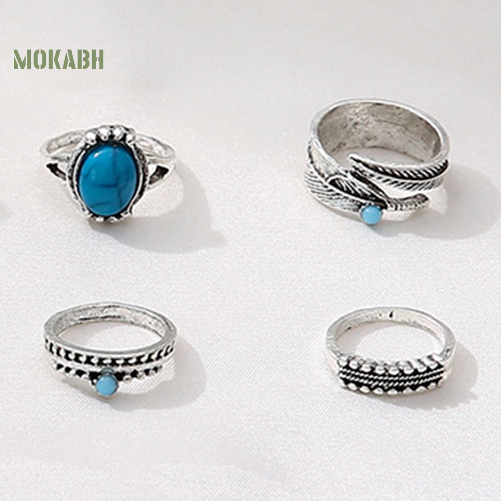 8 Nhẫn Đeo Khớp Ngón Tay Họa Tiết Hình Chiếc Lá Theo Phong Cách Bohemian Hợp Thời Trang