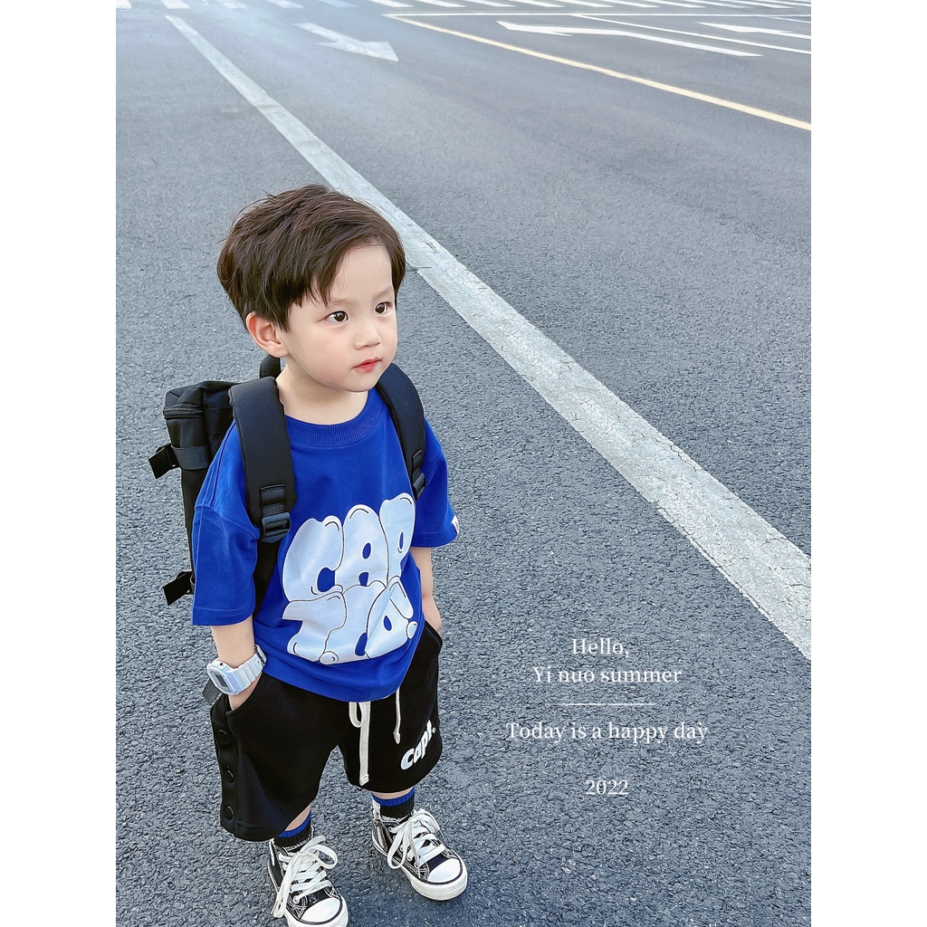 Set Áo Thun Tay Ngắn Và Quần Short Màu Đen Phong Cách Đường Phố Hàn Quốc Thời Trang Mùa Hè Cho Nam