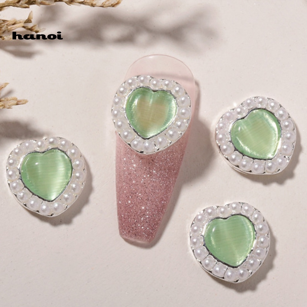 Set 3 Phụ Kiện Trang Trí Móng Tay 3D Đính Đá / Ngọc Trai / Trái Tim Xinh Xắn