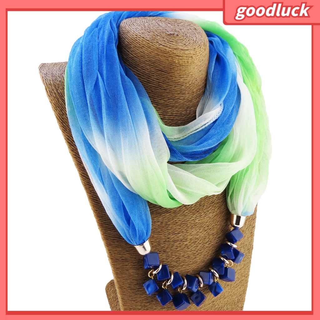 [GLO] Khăn Choàng Cổ Đính Đá Resin Màu Gradient Thoáng Khí Mềm Mại Chống Nắng Nhẹ Nhàng Mặc Ngoài Trời Cho Nữ