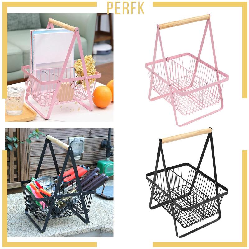 Rổ Đựng Trái Cây Có Tay Cầm Bằng Gỗ Tiện Dụng Cho Nhà Bếp