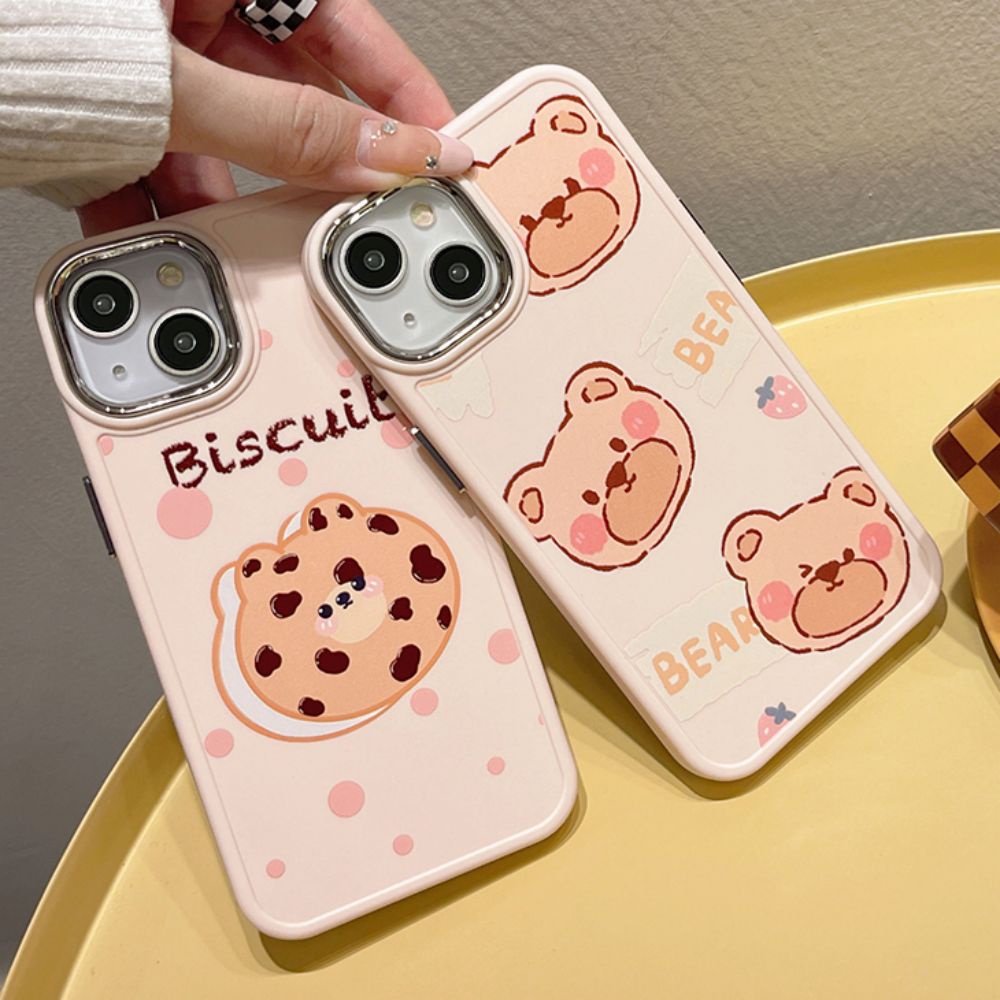 Ốp Điện Thoại TPU Mềm Chống Sốc Mạ Điện In Hình Gấu Bánh Donut Cho IPhone 11 14 13 12 Pro Max