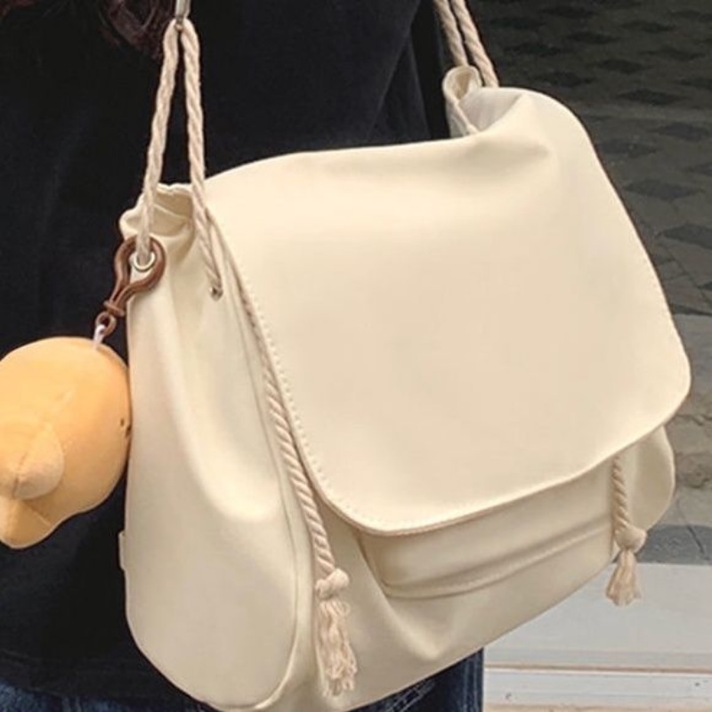 Ba Lô Đi Học Màu Trơn Chống Thấm Nước Phong Cách Nhật Bản Dễ Phối Đồ Cho Nữ