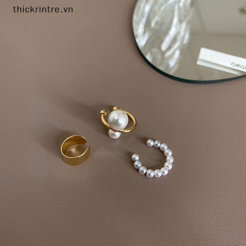 Set 3 Khuyên Tai Dạng Vòng Kẹp Thời Trang Tối Giản Cho Nữ