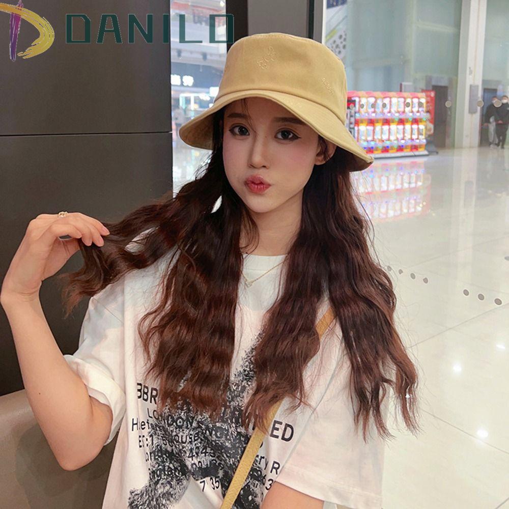 Nón Tai Bèo Màu Trơn Thêu Họa Tiết Xinh Xắn Thời Trang Đi Biển Mùa Hè