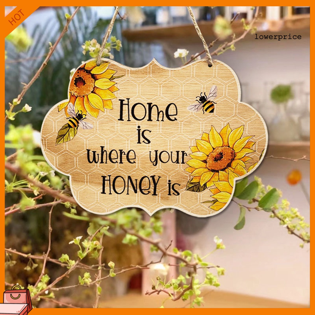 Bảng Hiệu Chào Mừng Bằng Gỗ Họa Tiết Hoa Hướng Dương Và Ong Dùng Trang Trí Cửa