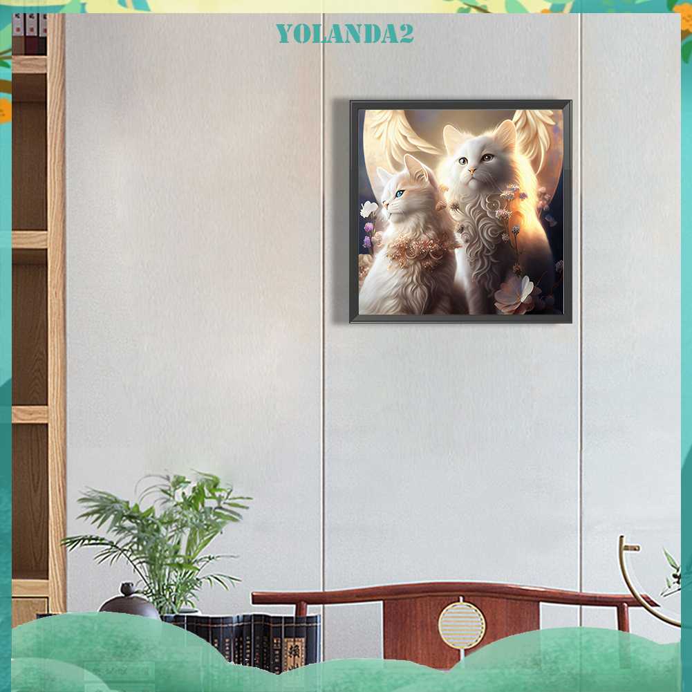 Tranh Đính Đá Kim Cương Toàn Bộ 5D DIY Hình Vẽ Mèo Trang Trí Nhà Cửa