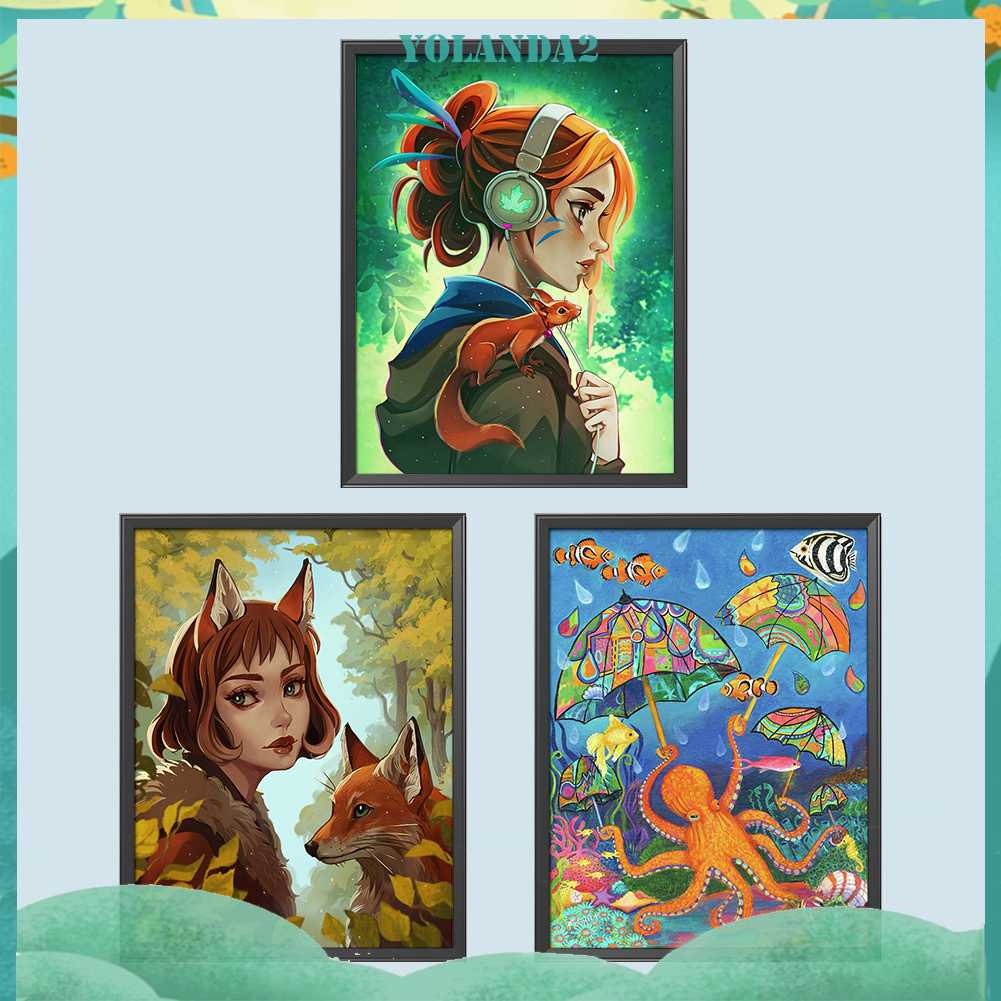 Bộ Tranh Đính Đá 5D Họa Tiết Hoạt Hình Động Vật Độc Đáo DIY Dùng Trang Trí Nhà Cửa