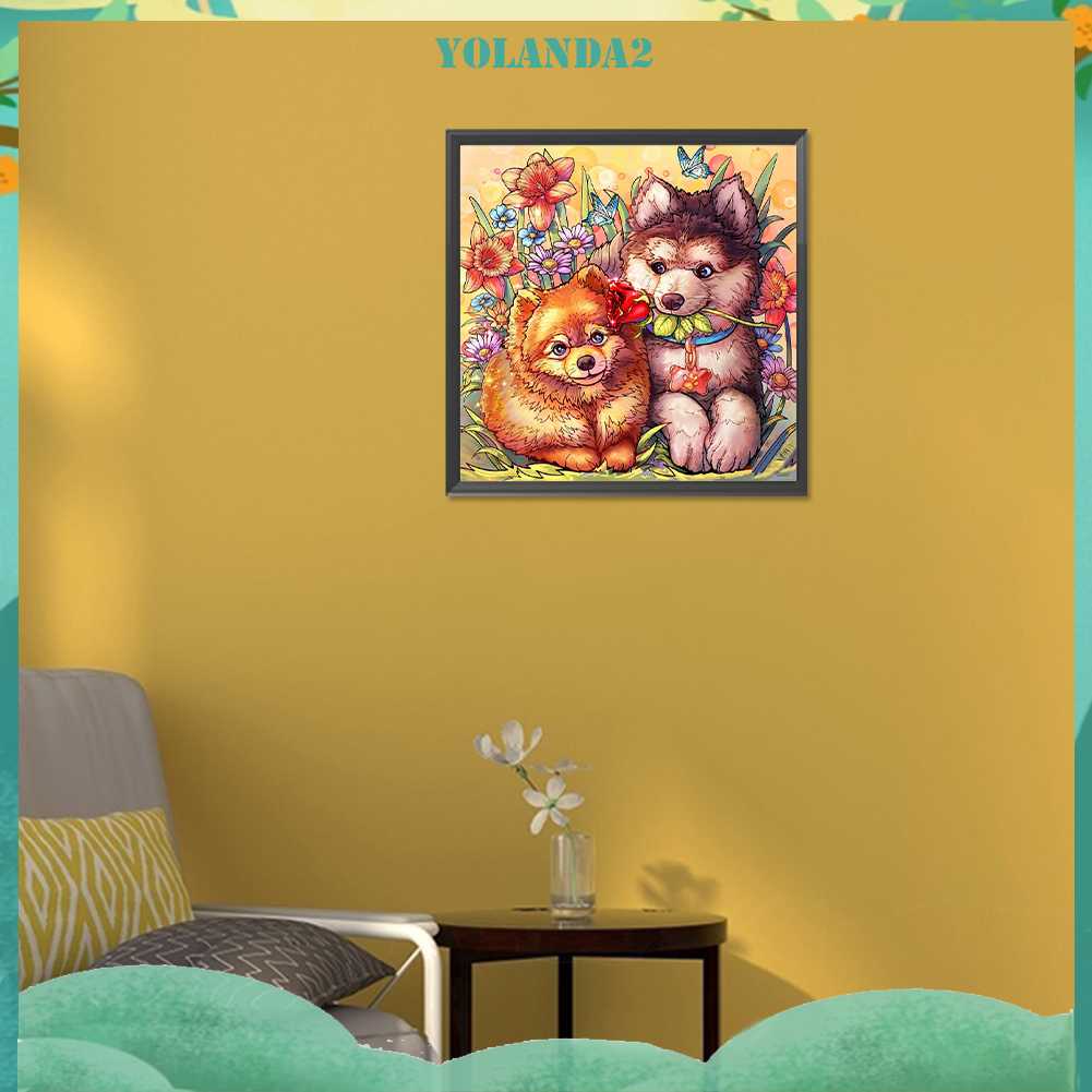 Tranh Đính Đá Kim Cương Toàn Bộ 5D DIY Hình Vẽ Chó Mèo Trang Trí Nhà Cửa