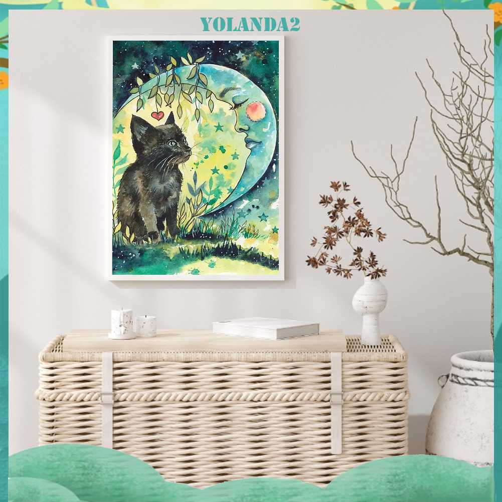 Tranh Đính Đá Kim Cương Toàn Bộ 5D DIY Hình Vẽ Mèo Trang Trí Nhà Cửa