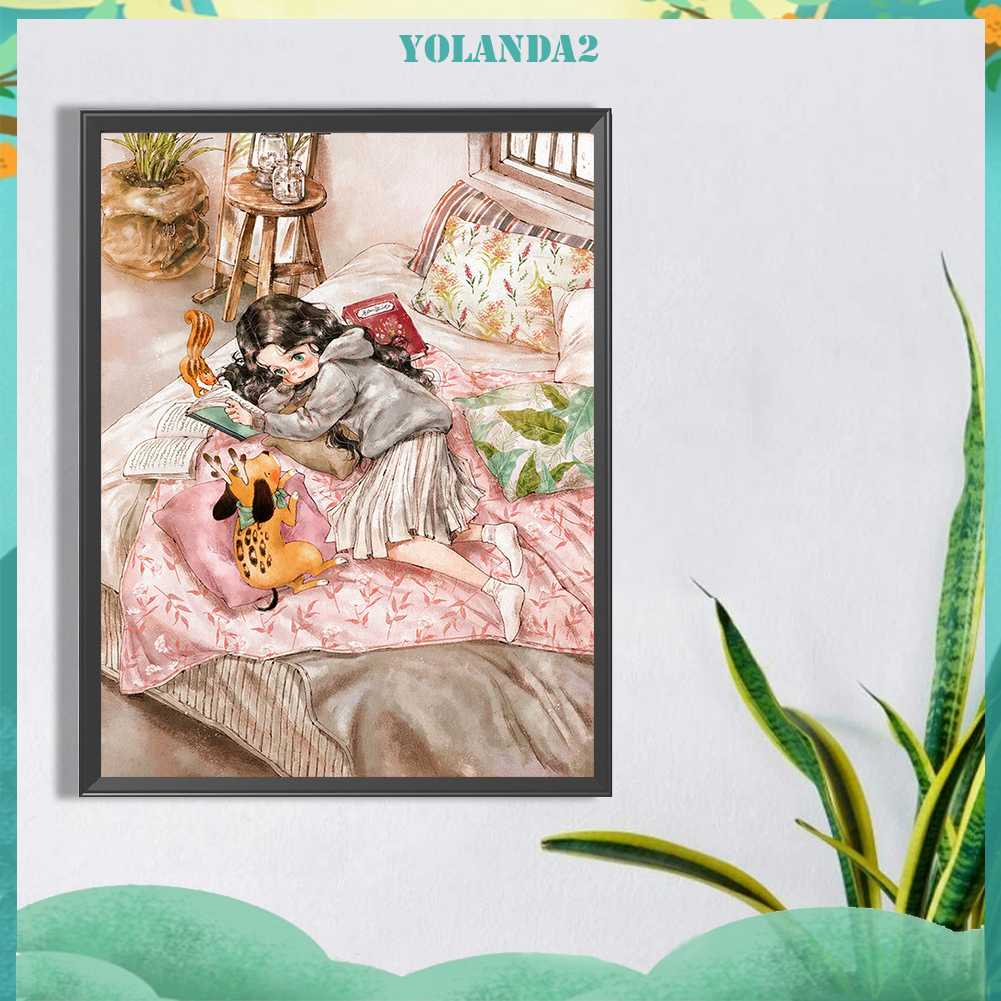 Tranh Đính Đá Kim Cương Toàn Bộ 5D DIY Hình Vẽ Cô Gái Trang Trí Nhà Cửa