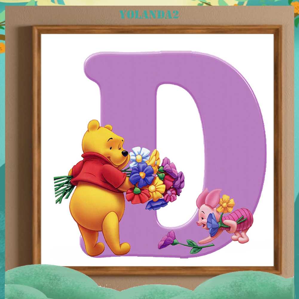 Tranh Đính Đá Kim Cương Toàn Bộ 5D DIY Hình Vẽ Chữ D Winnie Trang Trí Nhà Cửa