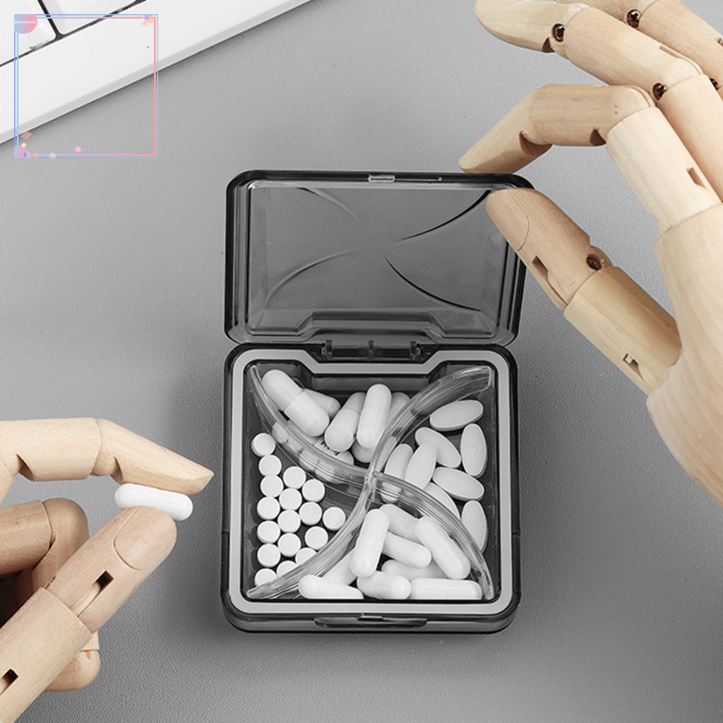 Hộp Đựng Thuốc 4 Ngăn Bằng Nhựa PC Chống Ẩm Tiện Dụng Mang Theo Du Lịch
