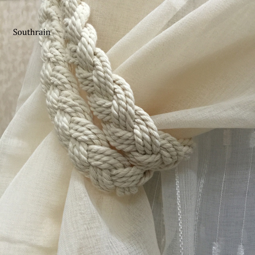 Set 2 Dây Cột Rèm Cửa Thắt Nút Xoắn Bằng Vải Cotton