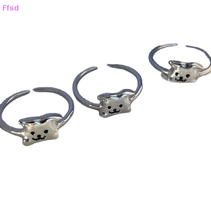 {Ffsd} Nhẫn Dạng Hở Ánh Sáng Bạc Hình Cún Hoạt Hình Dễ Thương Có Thể Điều Chỉnh Làm Quà Tặng Trang Sức Thời Trang Dành Cho Bạn Nữ