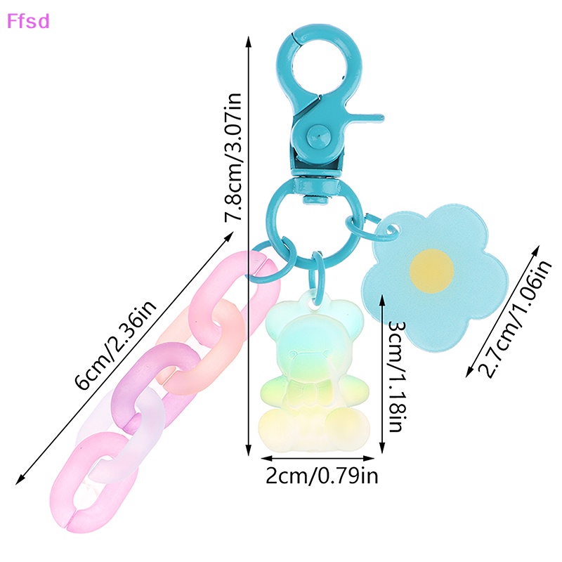 Móc Khóa Mặt Hình Gấu Và Hoa Màu Sắc Ngọt Ngào Cho Nữ {Ffsd}