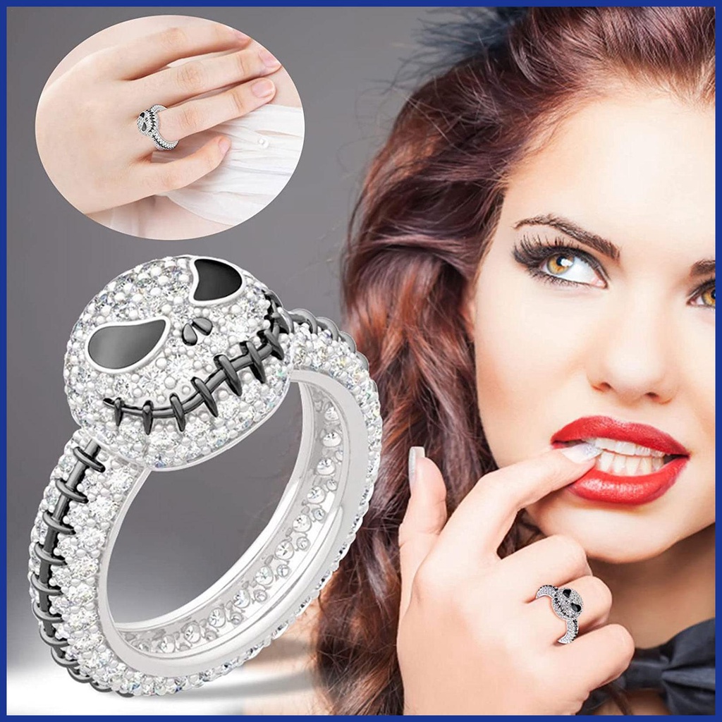 Vòng cổ Mặt Đầu Lâu Jack Nightmare Before Christmas Đính Pha Lê Tráng Men Phong Cách Punk Cho Nữ