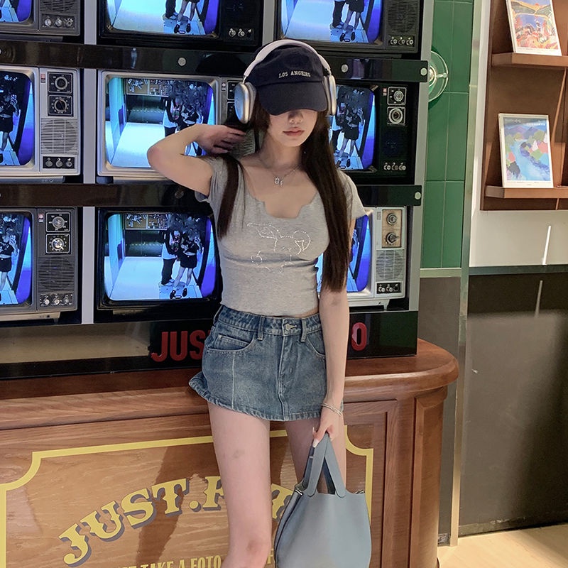 Hana áo croptop áo croptop nữ Thiết kế ít người cao eo slim hottie ngắn áo khoác 2023 NEWJun1307