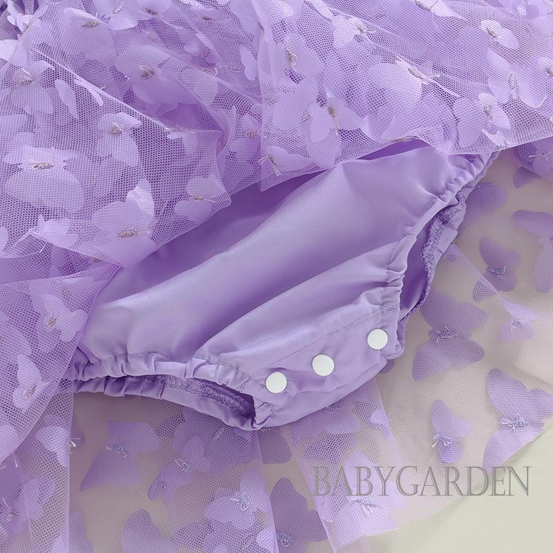 Bộ Áo Liền Quần + Băng Đô Hình Bướm 3D Dành Cho Bé Gái 3-24 Tháng Tuổi