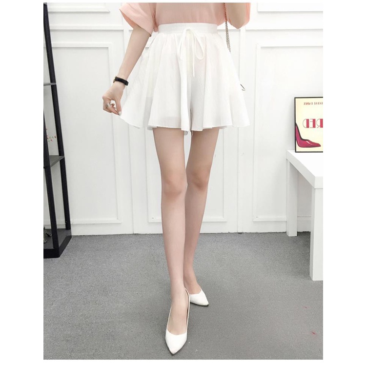 Quần Short Voan Ống Rộng Lưng Cao Phong Cách Hàn Quốc Thời Trang Mùa Hè Mới 2023 Cho Nữ