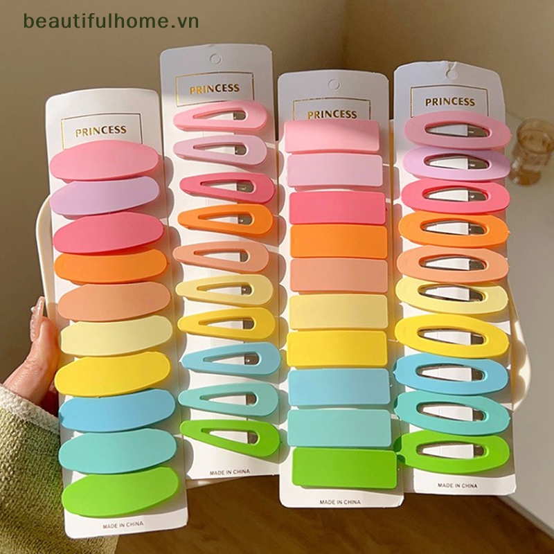 Set 10 Kẹp Tóc Hình Chữ Nhật / Vuông / Oval Màu Đen Cho Bé Gái