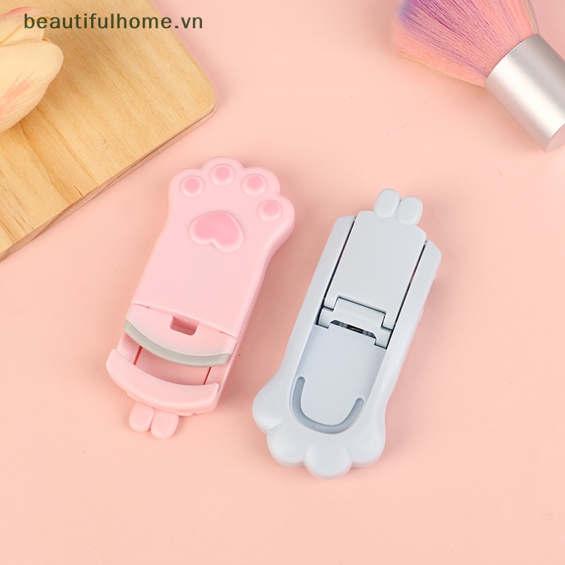 1 Bộ Dụng Cụ Uốn Cong Lông Mi Mini Bằng Nhựa Hình Chân Mèo Dễ Thương
