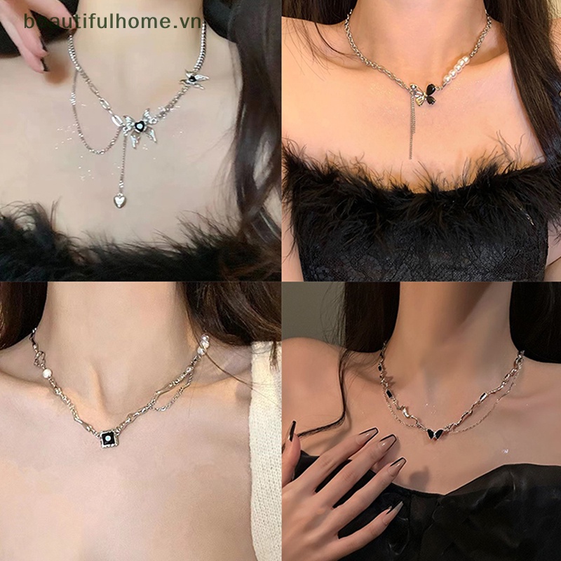 [beautifulhome] Vòng Cổ Choker Phối Dây Tua Rua Hình Bướm Và Ngọc Trai Cổ Điển Dễ Phối Đồ Trang Sức Cho Nữ [beauty]