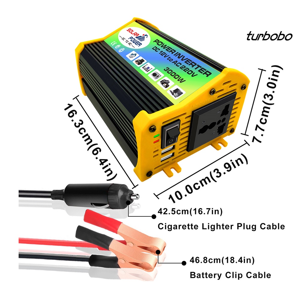 Bộ Chuyển Đổi Nguồn Điện 3000W Từ DC 12V Sang AC 110V / 220V USB