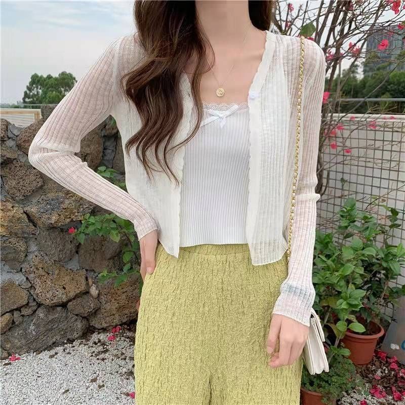 Áo Khoác Cardigan Dệt Kim Mỏng Dáng Rộng Tay Dài Phong Cách Thời Trang Mùa Hè Mới 2023